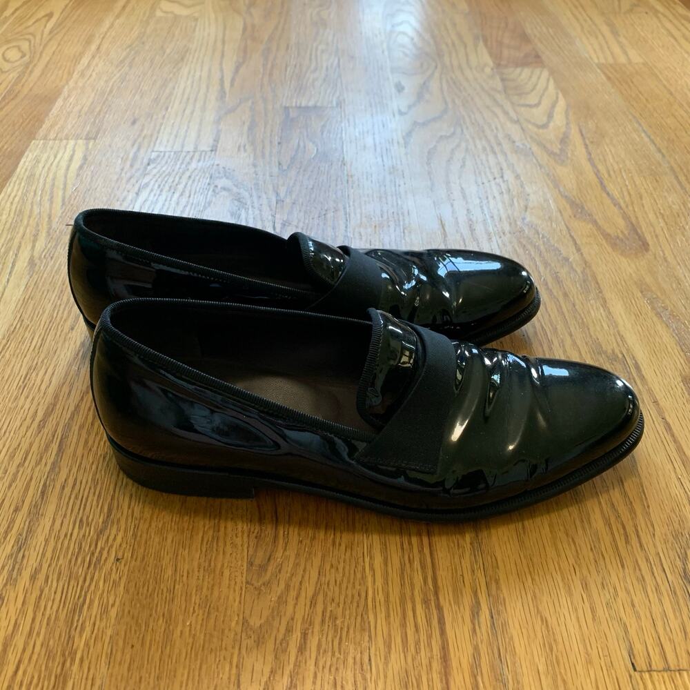 Men’s Salvatore Ferragamo Black Patent Leather Tuxedo Shoes Size 9 EUC!